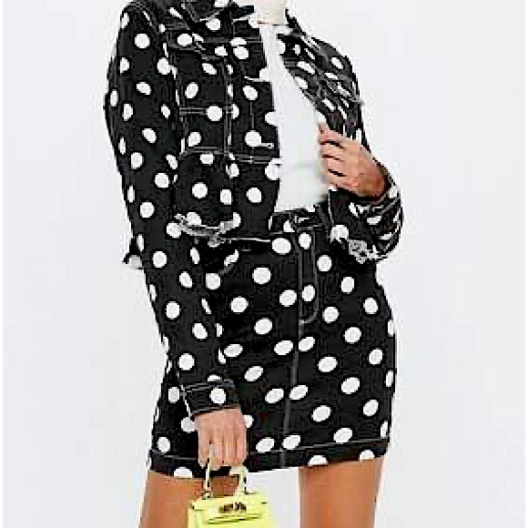 Missguided Polka Dot Denim Skirt - Picture 1 of 8